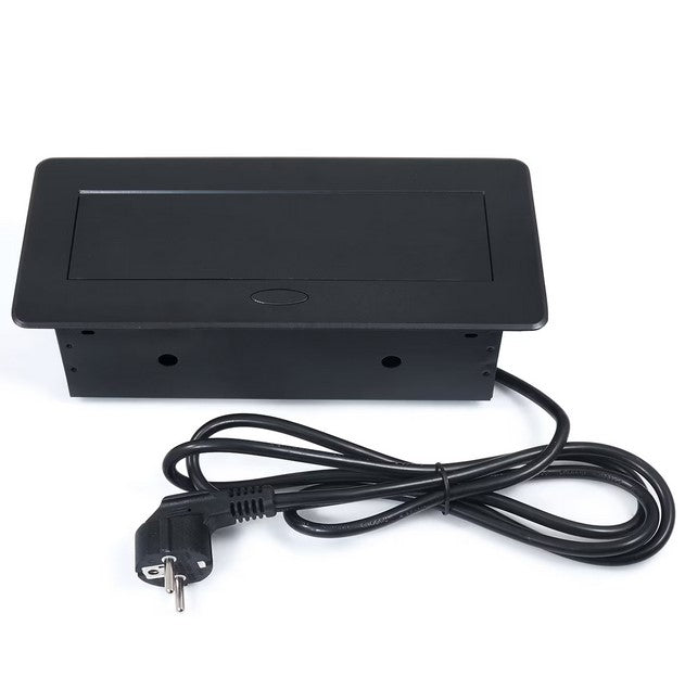 Priza incastrabila dreptunghiulara, Zola®, 2 prize alimentare 250V, 2x USB 2.1 - 2A, carcasa metalica, negru Priza incastrabila dreptunghiulara, Zola®, 2 prize alimentare 250V, 2x USB 2.1 - 2A, carcasa metalica, negru